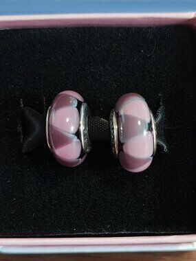 Authentic Pandora Captivating Purple Murano Glass Charms – 790635 Set of 2